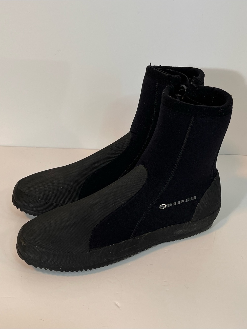 Deep See Black Zippered Scuba Boots Men's 10 5mm Diving SureGrip Neoprene